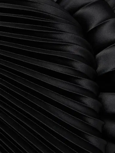 Amur Women's Elodie Satin Colorblock Pleated Gown - Navy Black - Size 12 | Thumbnail 7