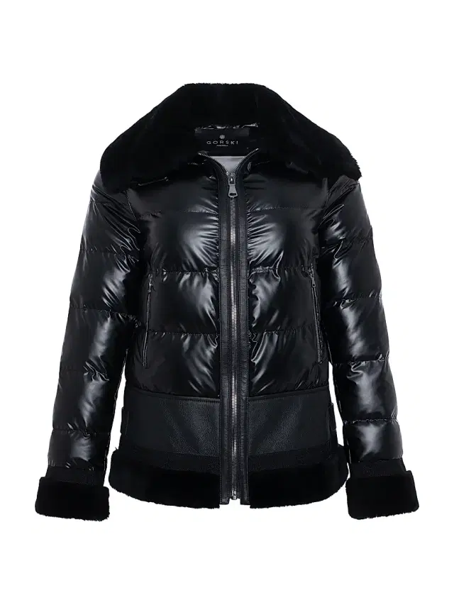 Gorski Women's Quilted Merino Shearling-Trim Jacket - Black