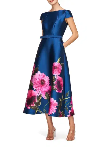 Kay Unger Women's Ina Peony Mikado Cocktail Dress - Dark Ink French Rose - Size 0 | Thumbnail 4 Kay Unger Women's Ina Peony Mikado Cocktail Dress - Dark Ink French Rose - Size 0 | Thumbnail 4