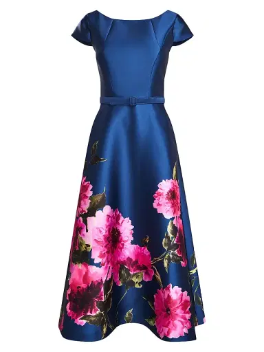 Kay Unger Women's Ina Peony Mikado Cocktail Dress - Dark Ink French Rose - Size 0 | Thumbnail 1 Kay Unger Women's Ina Peony Mikado Cocktail Dress - Dark Ink French Rose - Size 0 | Thumbnail 1