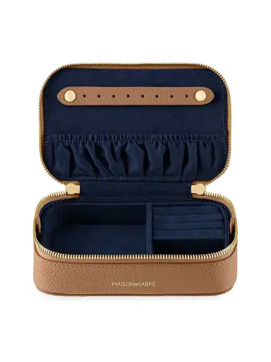 MAISON de SABRÉ Women's Leather Jewelry Case - Sandstone Brown | Thumbnail 2
