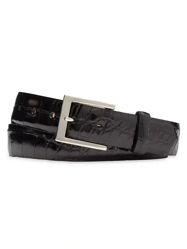 W. Kleinberg Men's Alligator Belt - Black