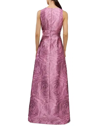 Kay Unger Women's Mariah Jacquard Textured Gown - Heather Rose - Size 16 | Thumbnail 5
