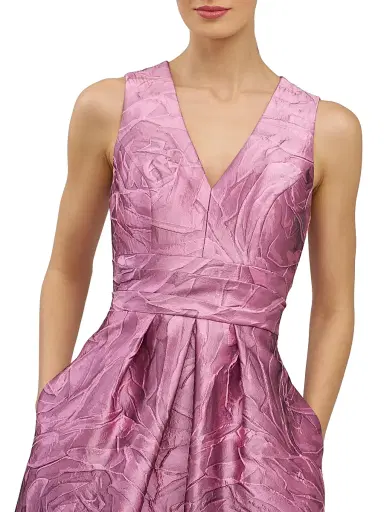 Kay Unger Women's Mariah Jacquard Textured Gown - Heather Rose - Size 16 | Thumbnail 6