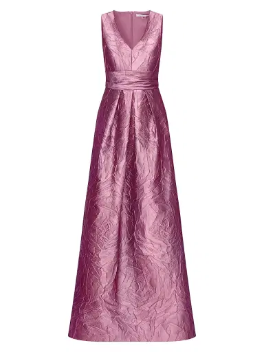 Kay Unger Women's Mariah Jacquard Textured Gown - Heather Rose - Size 16 | Thumbnail 1