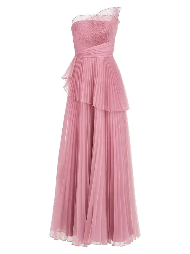 Theia Women's Delphine Pleated One-Shoulder Organza Gown - Dusk