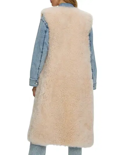Gorski Women's Select Cashmere Goat Collarless Long Vest - Light Beige | Thumbnail 4