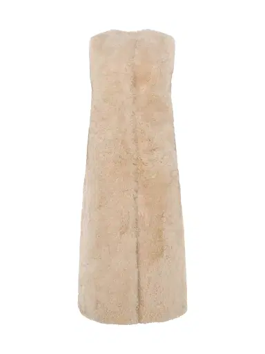Gorski Women's Select Cashmere Goat Collarless Long Vest - Light Beige | Thumbnail 1