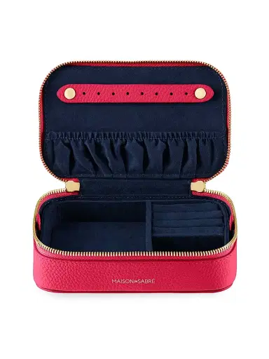 MAISON de SABRÉ Women's Leather Jewelry Case - Shibuya Fuchsia | Thumbnail 2