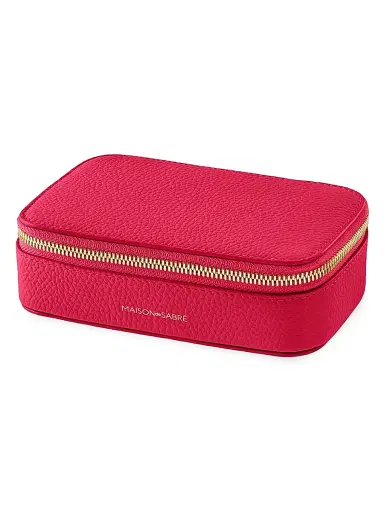 MAISON de SABRÉ Women's Leather Jewelry Case - Shibuya Fuchsia | Thumbnail 3
