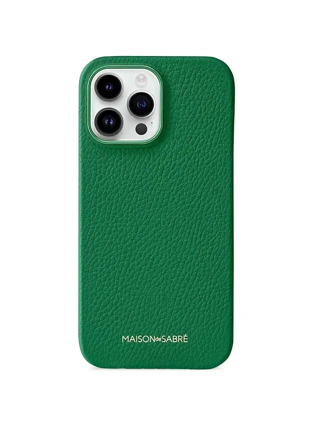 Maison de Sabre Leather Phone Case (iPhone 15 Pro Max) - Emerald Green