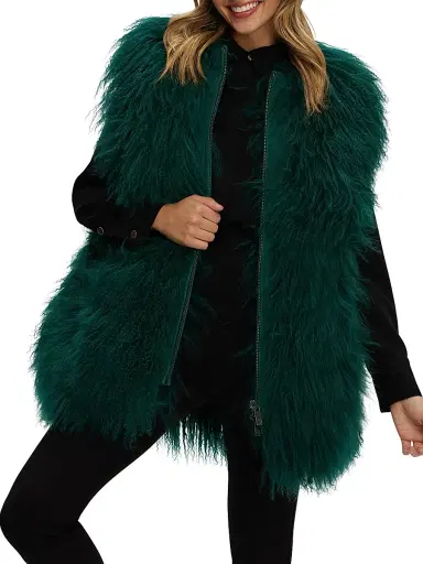 Gorski Women's Select Mongolian Goat Zip Vest | Thumbnail 3 Gorski Women's Select Mongolian Goat Zip Vest | Thumbnail 3
