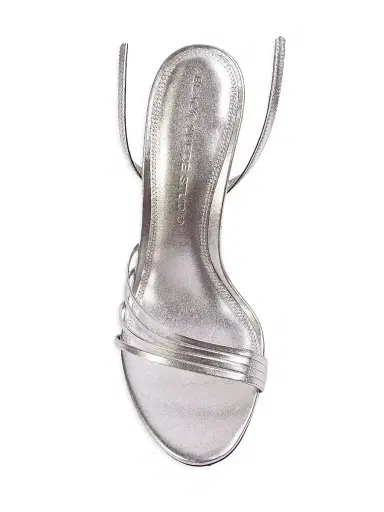 Black Suede Studio Women's Ella 100MM Leather Sandals - Silver Metallic - Size 12 | Thumbnail 5