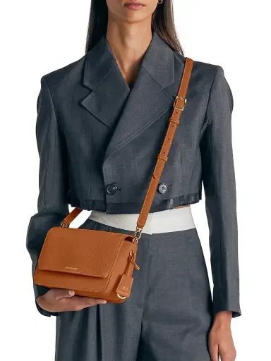 MAISON de SABRÉ Women's Leather Flap Shoulder Bag - Pecan Brown | Thumbnail 2