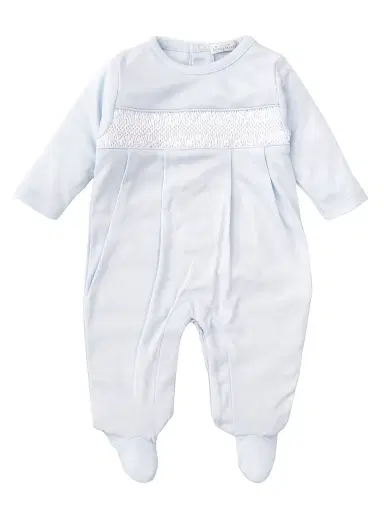 Kissy Kissy Baby Boy's Charmed Smocked Cotton Footie - Light Blue - Size 3 Months | Thumbnail 1