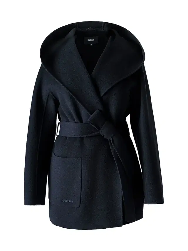 Women's Paya Double-Face Wool Bathrobe Wrap Coat - Black
