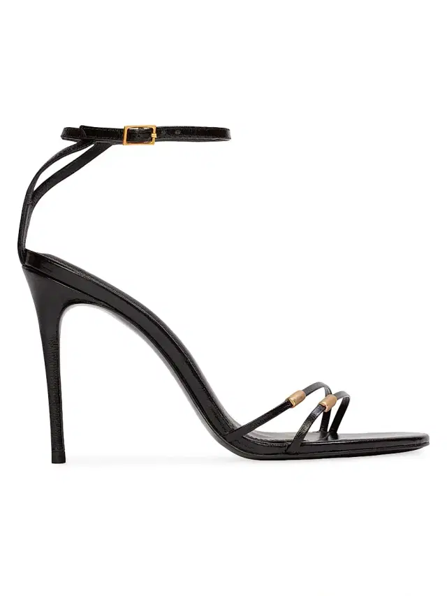 Black Suede Studio Women's Britanny 100MM Strappy Sandals - Black Leather