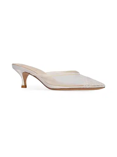 Black Suede Studio Women's Cara 50MM Mesh Mules - White Mesh - Size 7.5 | Thumbnail 2