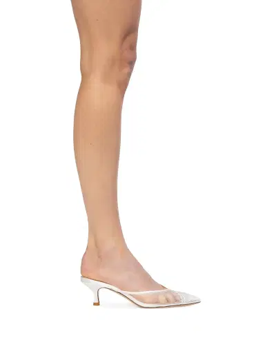 Black Suede Studio Women's Cara 50MM Mesh Mules - White Mesh - Size 7.5 | Thumbnail 6