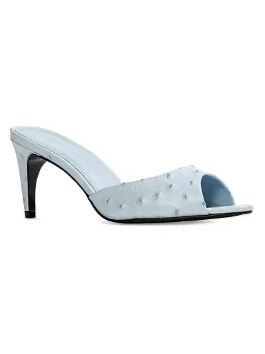 Black Suede Studio Women's Jazz 0MM Mule Sandals - Sky Ostrich Leather | Thumbnail 2 Black Suede Studio Women's Jazz 0MM Mule Sandals - Sky Ostrich Leather | Thumbnail 2