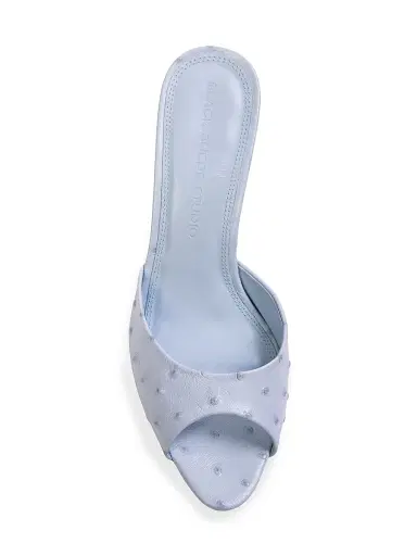 Black Suede Studio Women's Jazz 0MM Mule Sandals - Sky Ostrich Leather | Thumbnail 5 Black Suede Studio Women's Jazz 0MM Mule Sandals - Sky Ostrich Leather | Thumbnail 5