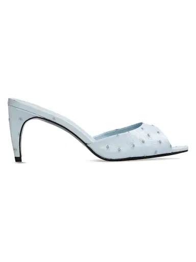 Black Suede Studio Women's Jazz 0MM Mule Sandals - Sky Ostrich Leather | Thumbnail 1 Black Suede Studio Women's Jazz 0MM Mule Sandals - Sky Ostrich Leather | Thumbnail 1