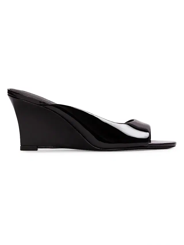 Black Suede Studio Women's Arisha 70MM Mule Sandals - Black Patent Leather