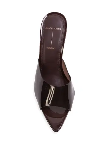 Black Suede Studio Women's Belle PVC Mules - Chocolate Patent | Thumbnail 3