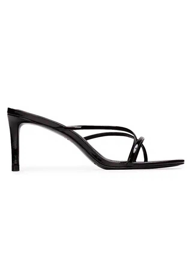 Black Suede Studio Women's Carla 65MM Patent Leather Sandals - Black Patent Leather