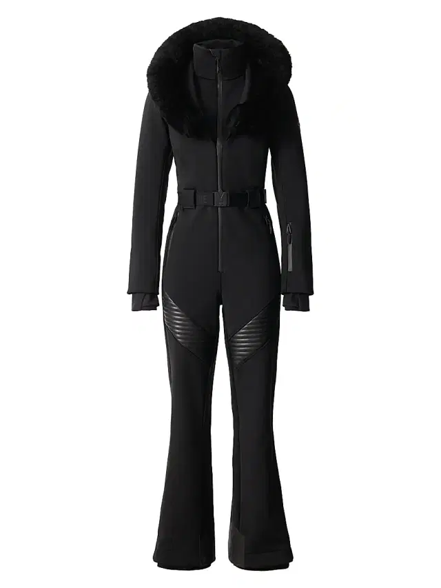 Mackage Women's Elle Shearling Trim Ski Suit - Black