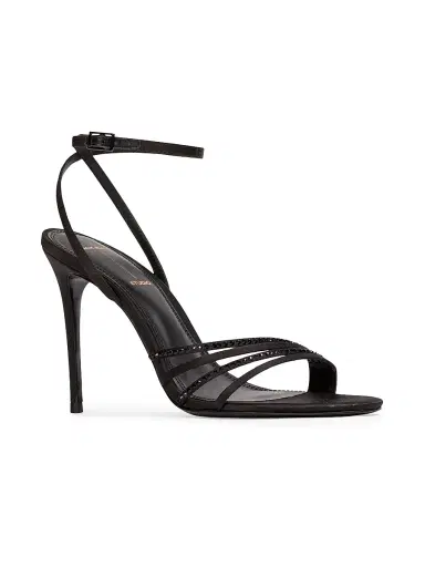 Black Suede Studio Women's Ella 0MM Strappy Sandals - Black Satin Embellished | Thumbnail 2