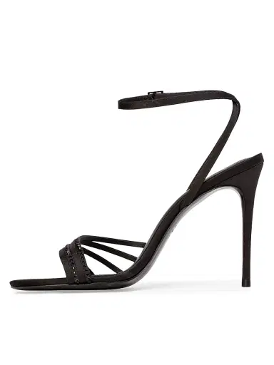 Black Suede Studio Women's Ella 0MM Strappy Sandals - Black Satin Embellished | Thumbnail 4