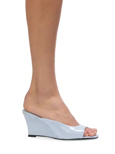 Black Suede Studio Women's Arisha 70MM Mule Sandals - Sky Blue Patent Leather - Size 12 | Thumbnail 6