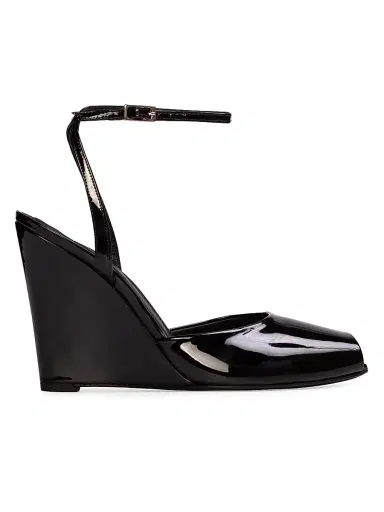 Black Suede Studio Women's Idetta 100MM Wedge Sandals | Thumbnail 1 Black Suede Studio Women's Idetta 100MM Wedge Sandals | Thumbnail 1