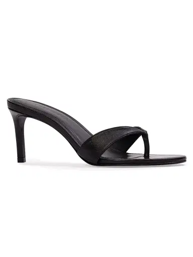 Black Suede Studio Women's Aura 70MM Mule Sandals - Black Leather - Size 11 | Thumbnail 2