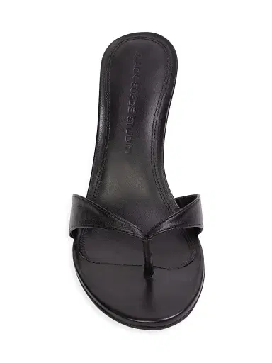 Black Suede Studio Women's Aura 70MM Mule Sandals - Black Leather - Size 11 | Thumbnail 4