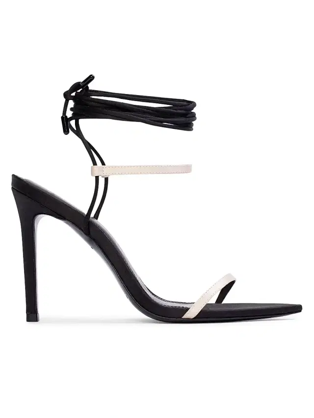 Black Suede Studio Women's Lauren 0MM Strappy Sandals - Black Champagne Satin