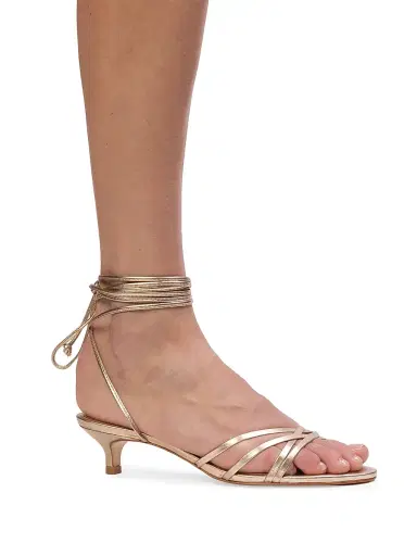 Black Suede Studio Women's Suri 35MM Leather Sandals - Gold Metallic Leather - Size 7 | Thumbnail 4 Black Suede Studio Women's Suri 35MM Leather Sandals - Gold Metallic Leather - Size 7 | Thumbnail 4