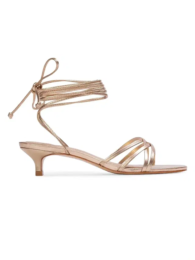 Black Suede Studio Women's Suri 3MM Leather Sandals - Gold Metallic Leather