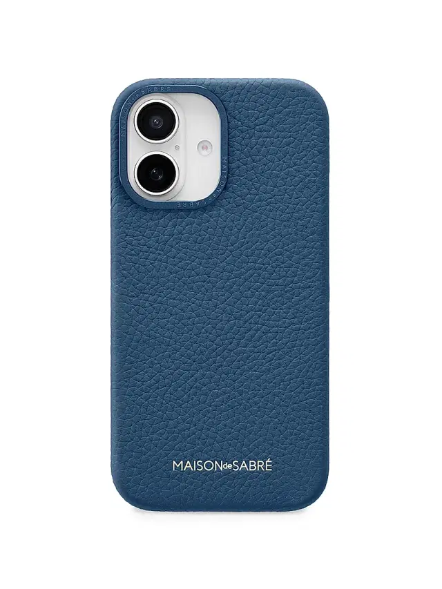 Maison de Sabre Leather Phone Case (iPhone 16) - Pacific Blue