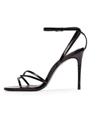 Black Suede Studio Women's Miley 100MM Patent Sandals - Black Patent Leather - Size 8 | Thumbnail 3