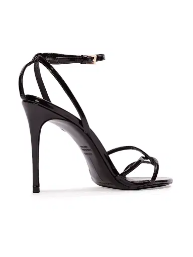 Black Suede Studio Women's Miley 100MM Patent Sandals - Black Patent Leather - Size 8 | Thumbnail 4