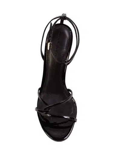 Black Suede Studio Women's Miley 100MM Patent Sandals - Black Patent Leather - Size 8 | Thumbnail 5