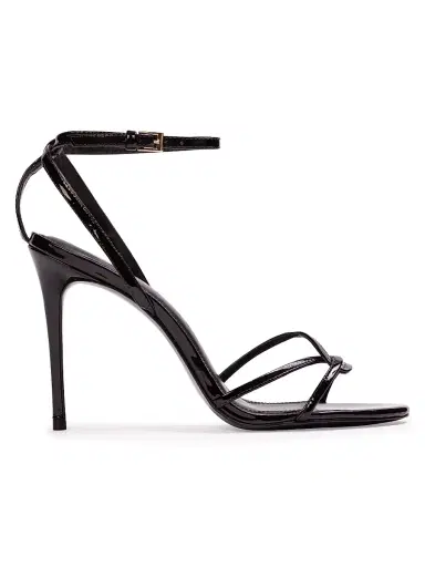 Black Suede Studio Women's Miley 100MM Patent Sandals - Black Patent Leather - Size 8 | Thumbnail 1
