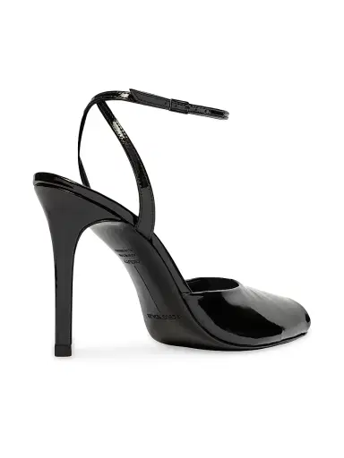 Black Suede Studio Women's Wren 100MM Peep Toe Sandals - Black Patent Leather | Thumbnail 3