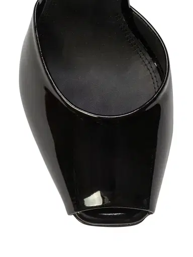 Black Suede Studio Women's Wren 100MM Peep Toe Sandals - Black Patent Leather | Thumbnail 5