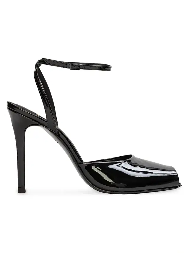 Women's Wren 100MM Peep Toe Sandals - Black Patent Leather