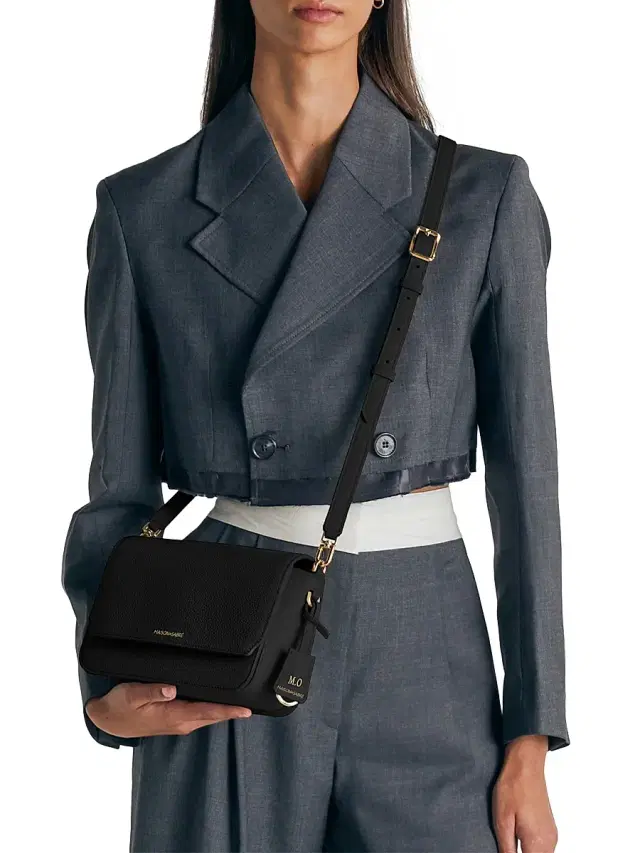 Maison de Sabre Women's  Leather Flap Shoulder Bag - Black Caviar