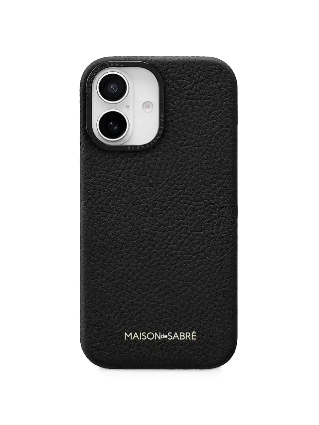 Maison de Sabre Leather Phone Case (iPhone 16) - Black Caviar