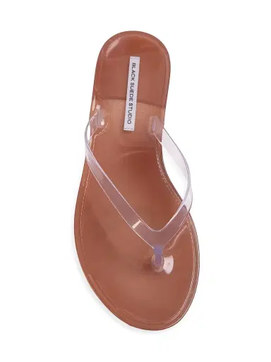 Black Suede Studio Women's Crystal PVC Flip Flops - Old Rose Clear Pvc - Size 11 | Thumbnail 5